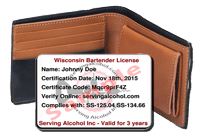 Get Your Wisconsin Bartending License - only $10.99