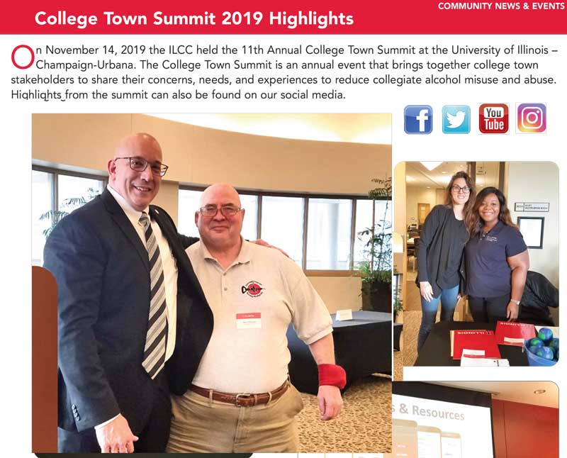 Our founder Bob Pomplun at the ILCC Basset Annual College Town Summit and featured in the ILCC Basset News Fourth Quarter 2019 newsletter. Bob regularly attends local, state, federal, and industry events regarding alcohol, security, nightlife, and hospitality giving us key insights into the current market.