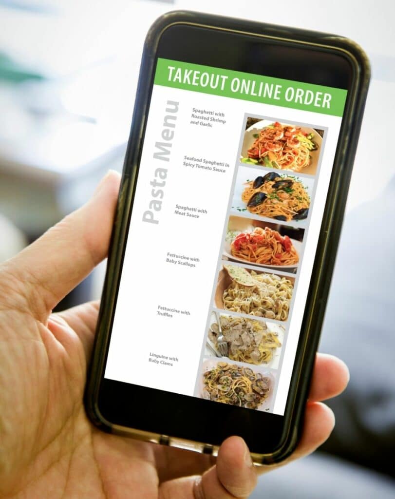 mobile menu for takeout online
