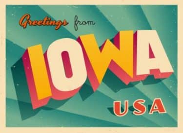 Greetings from Iowa USA sign