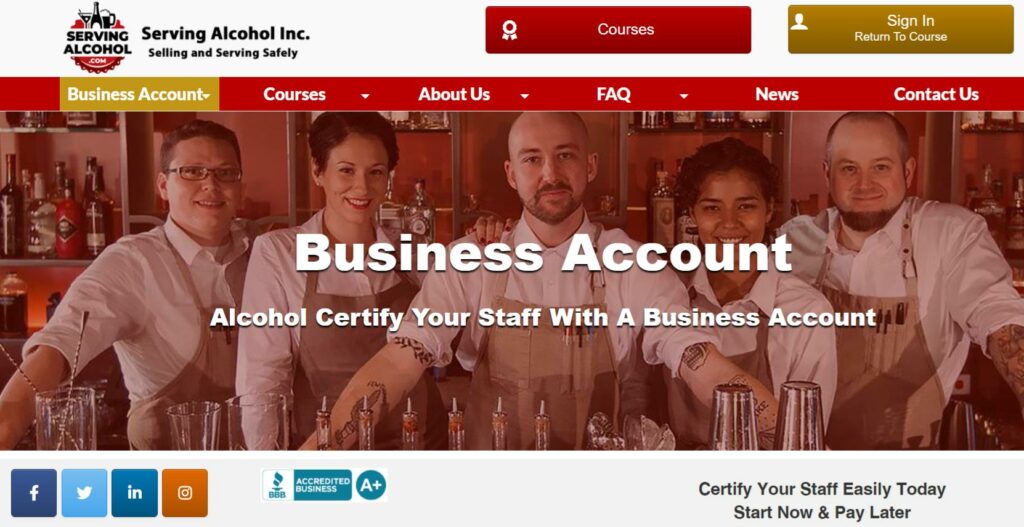 Business Account page
