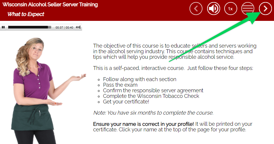 Course intro page