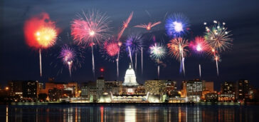 madison wisconsin at night with fireworks
