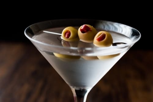 martini with olives