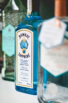a bottle of Bombay Sapphire