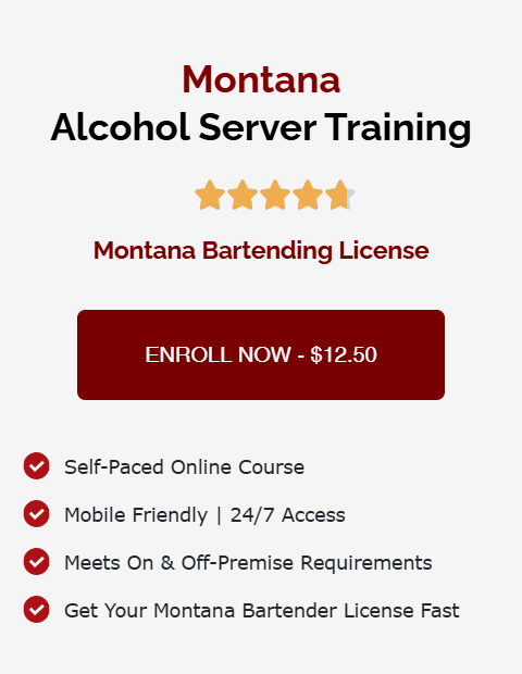 Montana alcohol server training for MT bartender license