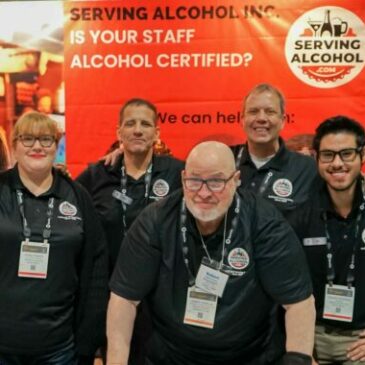 Serving Alcohol team members at bar and restaurant expo