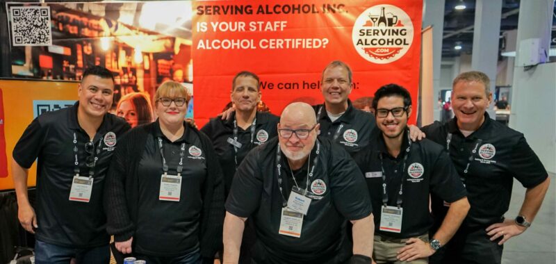 Serving Alcohol team members at bar and restaurant expo