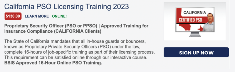 California PSO Licensing Training 2023