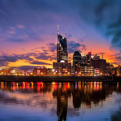 Nashville skyline after sunset