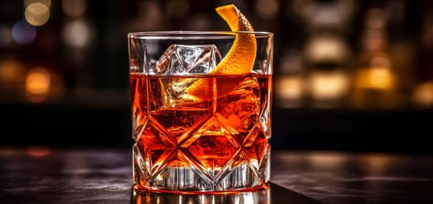 negroni cocktail with orange garnish